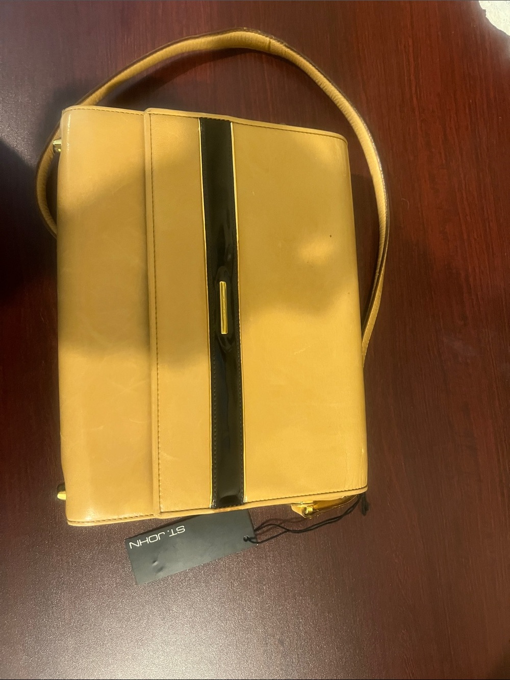 St. John Vintage Yellow Shoulder  Bag with Black Accent